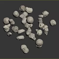 Various Sizes Shapes Wood And Stone Floating On Black Background