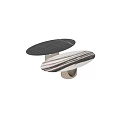 Modern Oval Coffee Table With Marble Top And Sleek Metal Base Design 3d model