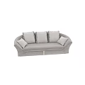 Modern Gray Upholstered Sectional Sofa With Striped Pillows And Metal Legs