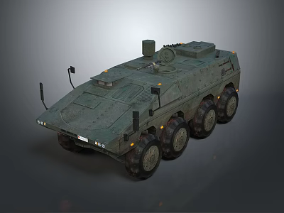 Green Wheeled Military Tank With Armored Body And Top Tower 3d model