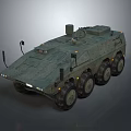 Green Wheeled Military Tank With Armored Body And Top Tower