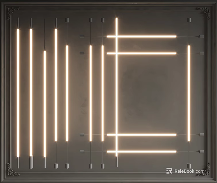 Modern Linear LED Wall Lamps With Geometric Arrangement And Sleek Glowing Design 3d model 
