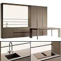 Modern Kitchen Interior With Wood Countertop Sink And Functional Cabinets