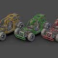Five Open Frame Off Road Vehicles With Various Colors And Large Tires 3d model