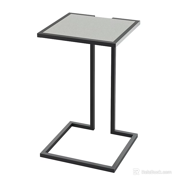 Modern Coffee Table With Black Metal Frame And Gray Tabletop Design 3d model 