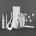 Modern Decorative Ornament Set With Sleek Vase Textured Bowls Candle Holders And Bird Figurines