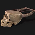 Creative Decorative Skull Shaped Household Decor Item With Strings And Bone Like Texture