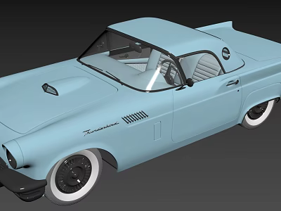 Light Blue Vintage Classic Car With Sleek Retro Design And Classic Wheels 3d model