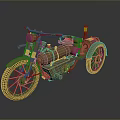 Vintage Copper-Colored Motorcycle With Shiny Metallic Finish And Classic Old-Fashioned Wheels