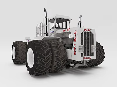 Big Bud 640 24 White Heavy Duty Functional Tractor With Large Tires 3d model