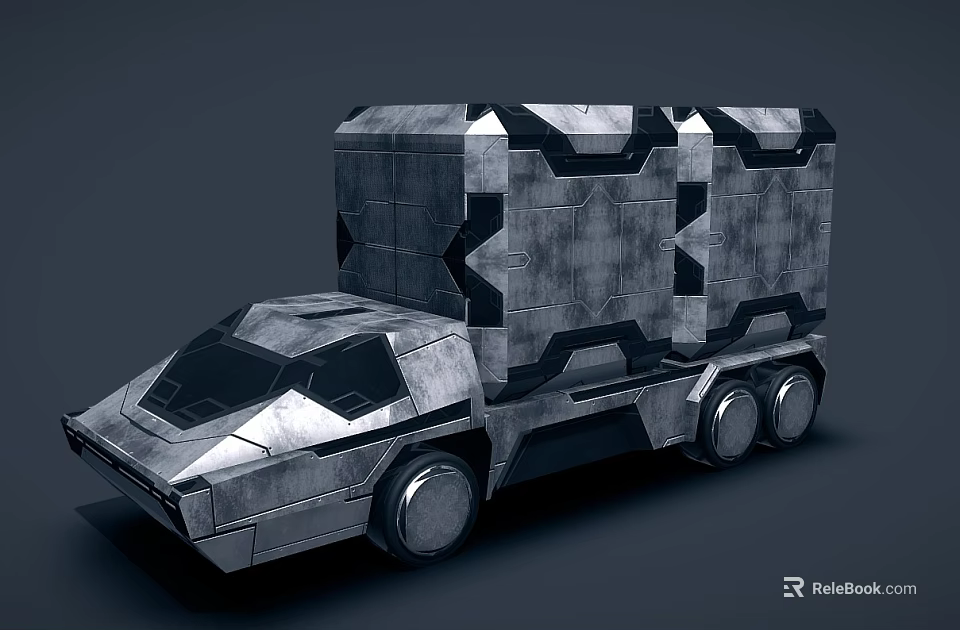 Advanced Futuristic Metallic Space Vehicle With Cargo Module For Cosmic Exploration 3d model 