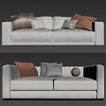 Beige Double Sofa With Brown Gray And Orange Pillows And Round Cushion 3d model