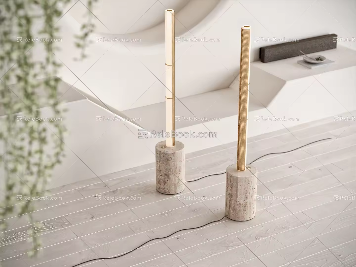 Floor lamp rattan lampshade floor lamp decorative floor lamp 3d model