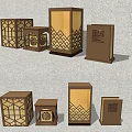 Chinese Style Outdoor Lamps With Geometric Patterns Fu Character And Warm Light Design