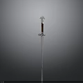 Silver Decorative Sword With Brown Handle And Sharp Steel Blade Design