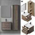Modern Double Bathroom Vanity With Wooden Cabinet Drawers And Wall Mirrors