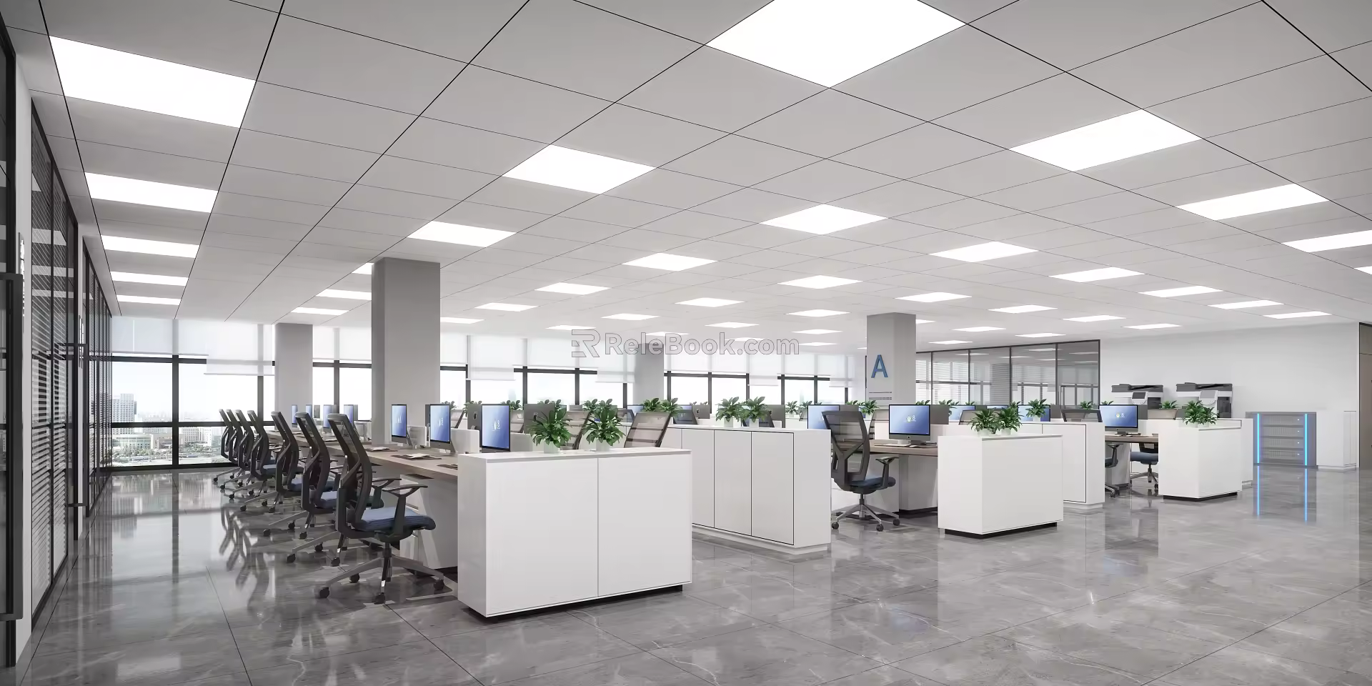 Modern public office area Open office area 3d model
