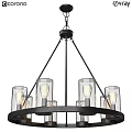 Modern Industrial Chandelier With Metal Frame Clear Glass Shades And Transparent Bulbs
