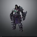 Fantasy 3D Character Model With Armored Body Purple Outfit And Green Glowing Gem
