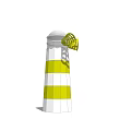 Lighthouse Tower Featuring Yellow And White Stripes With White Dome Top And Yellow Light Fixture