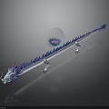 Blue And Purple Dragon With Slender Body Claws And Transparent Sphere With Blue Patterns