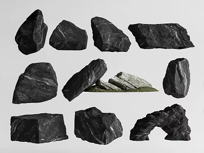 Decorative Rockery Stones With Various Shapes And Natural Textures For Garden Landscape 3d model