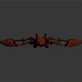 Futuristic Alien Creature Character With Multiple Arms Sharp Claws Red Body And Glowing Green Accents