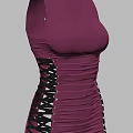 Purple Sleeveless High Neck Dresses With Lace Up Sides And Ruched Details