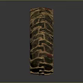 Vintage Recycled Tire Shaped Decorative Ornament Combination With Yellow Center And Worn Texture