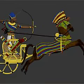 Decorative Toy Chariot With Two Ornate Horses And Colorful Stripes