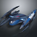 Advanced Blue And Gray Cosmic Spaceship With Aerodynamic Wings And Thrusters