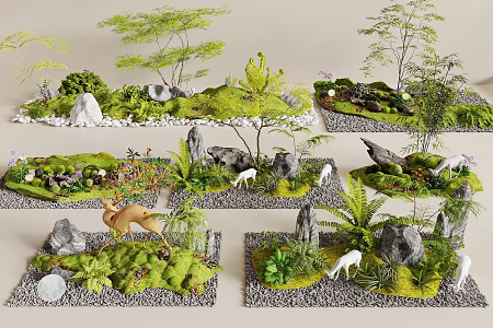 Modern Landscape Landscaping Plants Moss Landscape Plants Landscaping Landscape Trees Courtyard Landscape 3d model