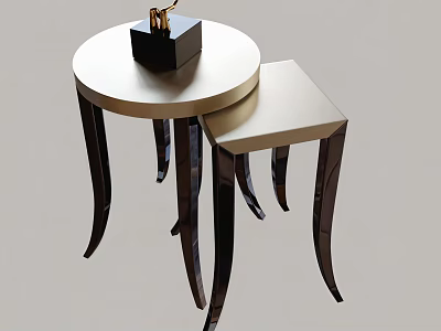 Elegant Luxury Coffee Table With Round White Top And Black Curved Legs 3d model