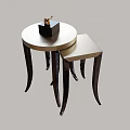 Elegant Luxury Coffee Table With Round White Top And Black Curved Legs