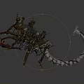 Mechanical Spider Like Creature With Metal Legs Tangled Wires And Biomechanical Body
