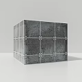 Modern Gray Cube Structure With Metal Framing And Rivet Details 3d model