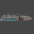 Sci Fi Spaceship Game Movie Character With Gray Body Red Accents And Blue Lights