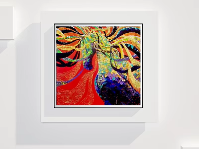 Abstract Painting With Vibrant Colors And Flowing Lines For Modern Wall Art 3d model