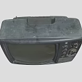 Vintage Black CRT Television With Classic Knobs Buttons And Old Scratchy Screen 3d model