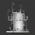 Industrial Metal Tower Structure With Staircase Platform Pipes And Antenna 3d model