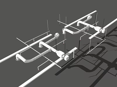 Engineering Pipes Structural Layout System With Supports And Connection Framework 3d model