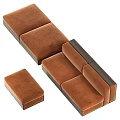 Modern Brown Velvet Sectional Sofa With Modular Design And Wooden Base