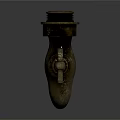 Vintage Metal Faucet With Dripping Water And Reflection On Dark Background