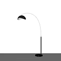 Modern Black Floor Lamp With Silver Curved Pole And Sleek Design