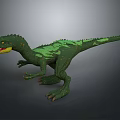 Green Carnivorous Dinosaur Character With Yellow Open Mouth And Spotted Skin