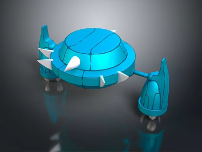 Futuristic Blue Mechanical Creature With Round Body And Spiked Appendages 3d model