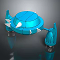Futuristic Blue Mechanical Creature With Round Body And Spiked Appendages
