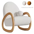 Pollie Snow Bouclé Lounge Chair With White Fabric And Curved Wooden Frame