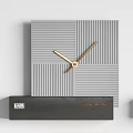 Modern Decorative Wall Clocks With Square Round Designs Wooden Gray Striped Patterns For Home Decor