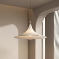 Modern Conical Pendant Light With White Shade Hanging In Interior Space Soft Ambient Glow 3d model